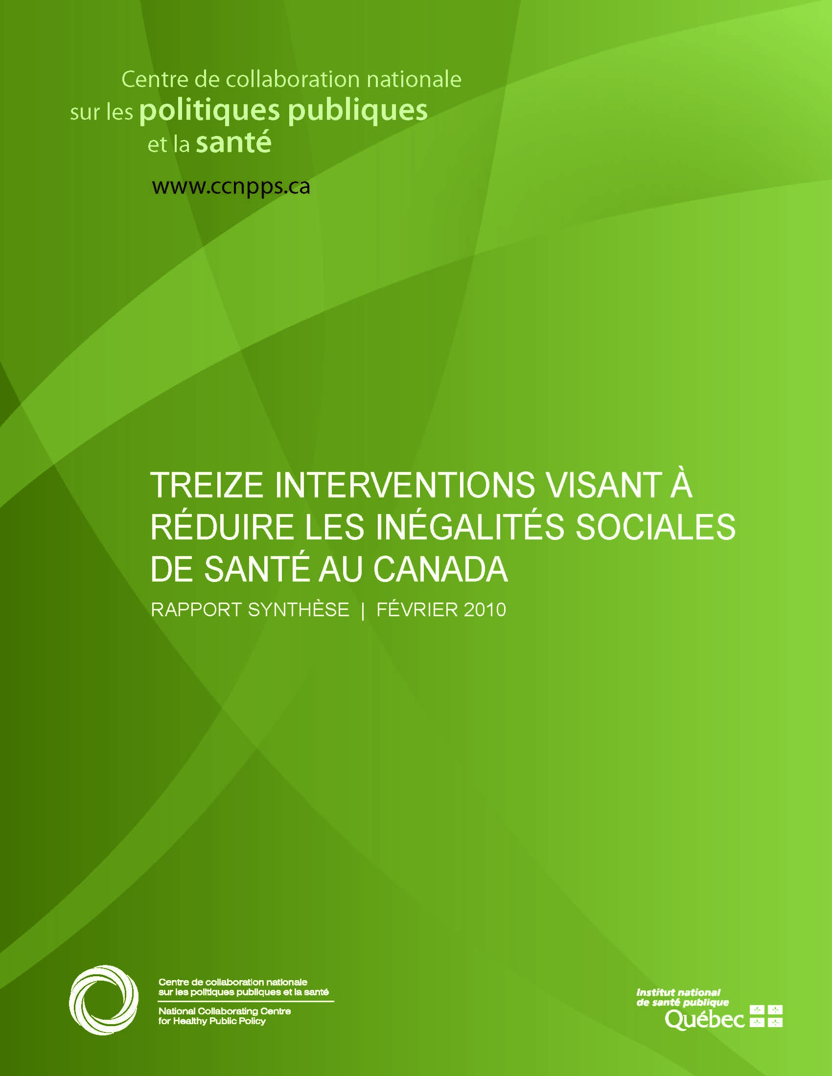 Treize interventions visant à réduire les inégalités sociales de santé au Canada