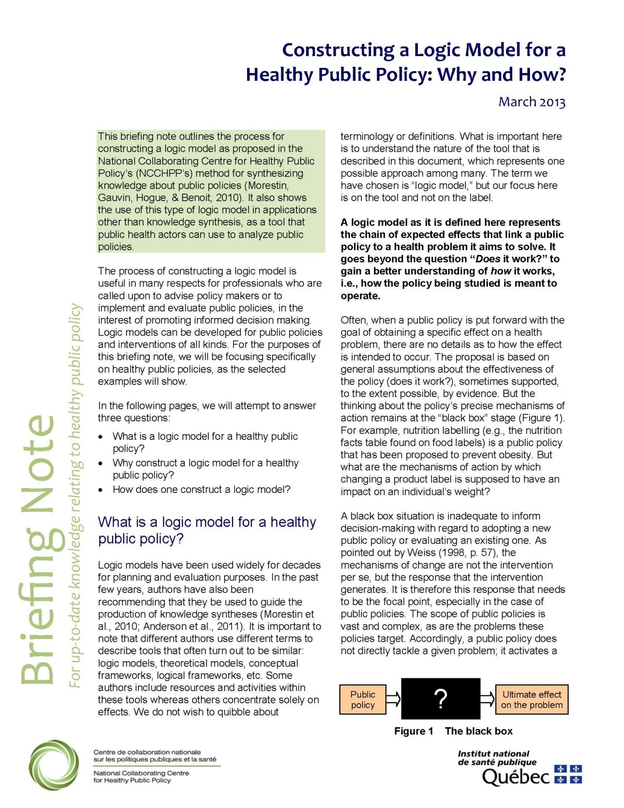 Constructing A Logic Model For A Healthy Public Policy Why And How   LogicModeleLogique En 1280x1657 