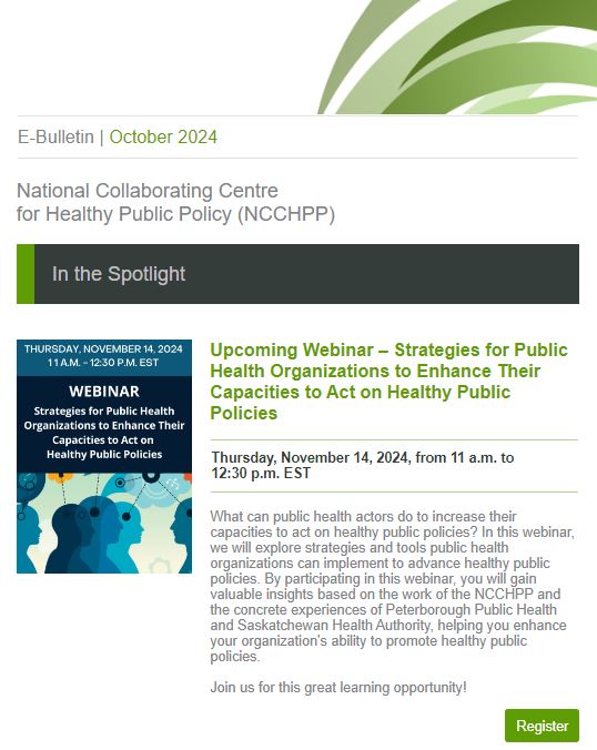 Image of the November edition of the NCCHPP eBulletin.