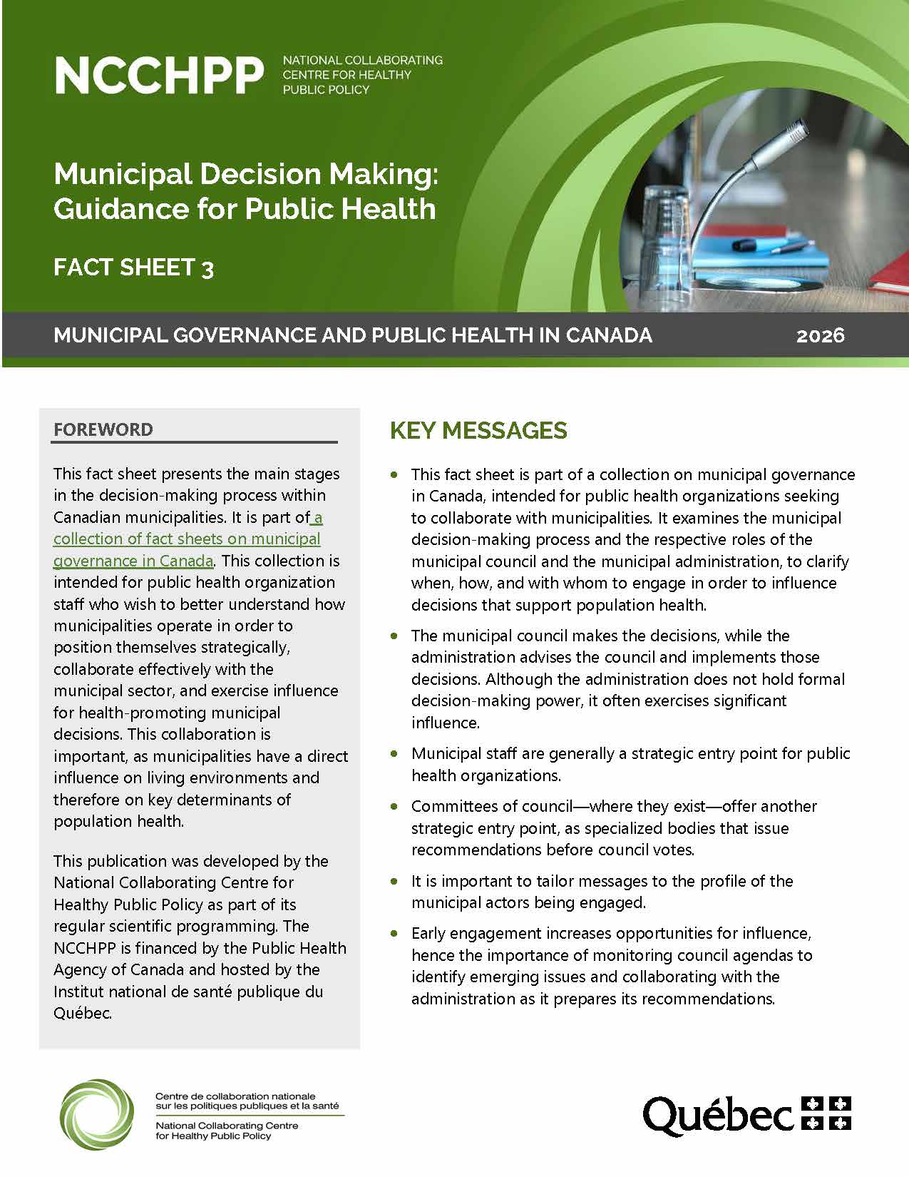 Municipal Decision Making: Guidance for Public Health